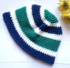 ボーダー　11 クラッシャーハット　クロシェハット　バケットハット