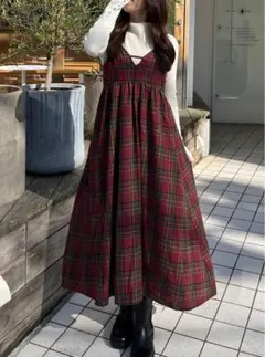 グレイル　GRL チェック柄フレアキャミワンピース