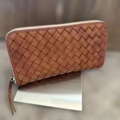 ロビタ編み込みレザー 長財布 キャメル　Y2K アーカイブ