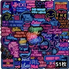 A8　ステッカー　お裾分け　フレークシール　海外　防水　韓国　ネオンカラー　英語