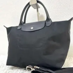 【美品✨ル プリアージュ M/2way】ロンシャン　ショルダーバッグ　ブラック