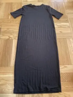 ZARA 半袖 リブニット ロングワンピース ブラック