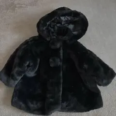 pupeyeフード付きファーコート ブラック 80cm