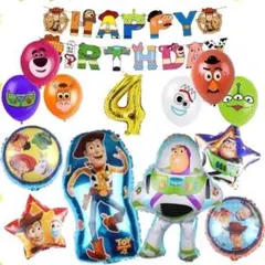 トイストーリー【4歳　16インチの数字付】バルーンでお誕生日★風船　飾り 装飾