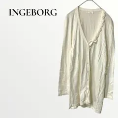 インゲボルグ 長袖カーディガン 羽織り リボンモチーフ グレー Mサイズ 春夏