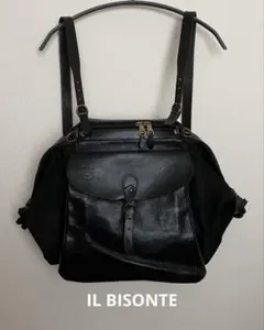 IL BISONTE 黒 レザー3wayバッグ　イルビゾンテ　大容量リュック