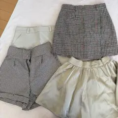 4点冬用チェック柄ミニスカートとフレアスカート