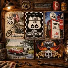 ⑥ルート66 メタルプレート ヴィンテージ 看板 アメリカン インテリア 雑貨