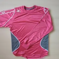 MIZUNO 長袖陸上用シャツ ピンク×グレー サイズMのサムネイル
