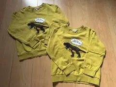 恐竜プリント イエロートレーナー 120・130 兄弟　2点セット　キッズ