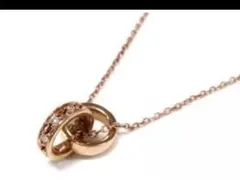 4℃ K10 ピンクゴールドネックレス　ダイヤ　ダブルループ