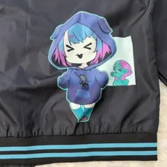 【NieR CLOTHING】フリー 黒×水色スタジャン キャラパッチ 袖ロゴ