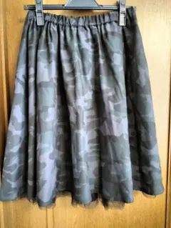 ★迷彩柄 リバーシブル チュール フレアスカート ひざ丈 Mサイズ