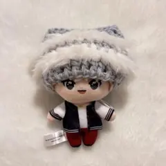 GiGO 10cmマスコット　猫耳ボンネット　ファー帽グレー　白JO1 INI