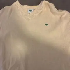 Lacoste ベージュ Vネックニットセーター