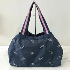 レスポートサック テニス柄 ミニボストン トートバッグ ラケット柄 紺 ナイロンのサムネイル