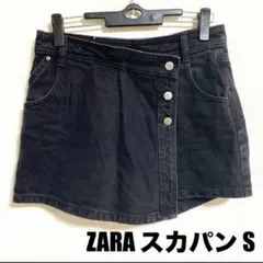 ZARA スカパン 黒 S デニム ボタン 短パン ショートパンツ ザラ ミニ
