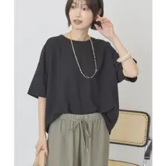 AMERICAN HOLIC バックフリルラウンドカットプルオーバー 黒 M