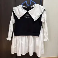 美品！　ALGYフリル襟 ワンピース ブラック/ホワイト