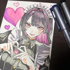 手描きイラスト オリジナル メイド ポストカード
