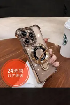 iPhone16 Pro ケース MagSafe対応 リング付き 耐衝撃 透明