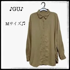 GU シャツ Mサイズ 薄手 麻混 ベージュ 長袖 羽織り 涼しげ カジュアル