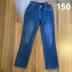 裏フリース　デニムパンツ　ブルー