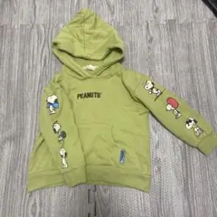 PEANUTS スヌーピー フード付きトレーナー 90cm グリーン 男女