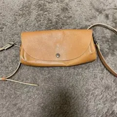 オレンジ レザー フラップ ショルダーバッグ