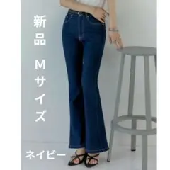 リエディ レディース ストレッチデニム キックフレアパンツ М ネイビー