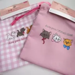 ディズニー　おしゃれキャット　マリィ　巾着　スクエア　ダイソー　2枚セット