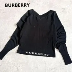 希少 バーバリーロンドンBURBERRY Vネックビッグロゴニット 黒 y2kのサムネイル