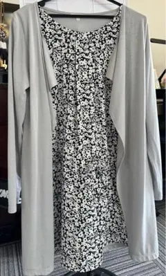 3can4onサンカンシオン　ドッキングワンピース【M】花柄　長袖