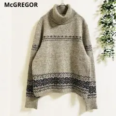 90s マックレガー ノルディック柄ウールニットセーター　M ハイネック　ウール