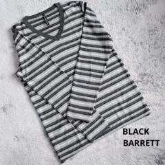 ブラックバレット ボーダー柄 薄手Vネックニット グレー×白 サイズ3