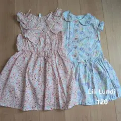 Lili Lundi フリル花柄ワンピース 120サイズ 2枚セットのサムネイル