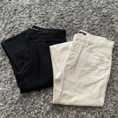 スリムフィット デニムパンツ 黒 白 2点セット