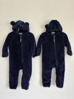 L.L.Bean ネイビー くま耳ロンパース 2枚セット　双子