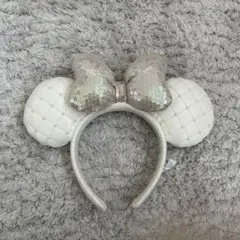 ディズニー ミニー キルティングスパンコール カチューシャ 白