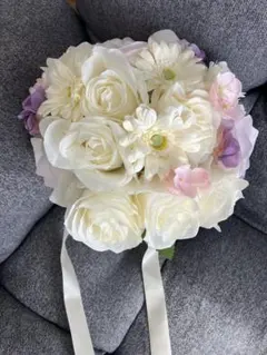 ウェディングブーケ ホワイト パープル 前撮り