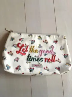 Cath Kidston ポーチ　刺繍×ローラスケート柄