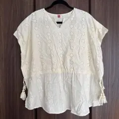 Amina 半袖 刺繍 トップス ホワイト