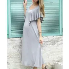 Sweet Mommy スウィートマミー 授乳用フレアスリーブワンピース グレー