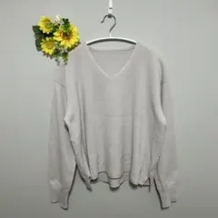 KIYOKO TAKASE 長袖ニット Vネック カシミヤ ライトグレー F