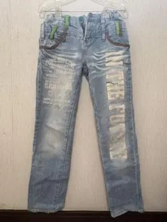 【ピンクラテ】PINK-latte ワッペン　デニムパンツ　XXS