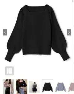 GRLマトンスリーブスクエアネックニットトップス[ai33]