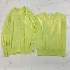 イエナ ニットアンサンブル カーディガン ノースリーブ ライムグリーン