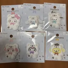 パイルワッペン ワッペンシール セリア サンリオ 6枚セット ふわふわスノー