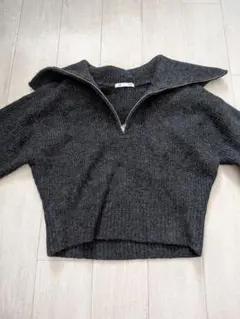 GU ハーフジップニット ダークグレー Sサイズのサムネイル