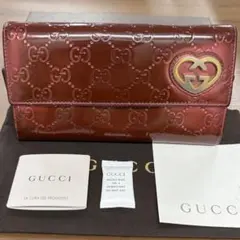 GUCCI グッチ マイクログッチシマ バレンタイン ハート 長財布 レッド